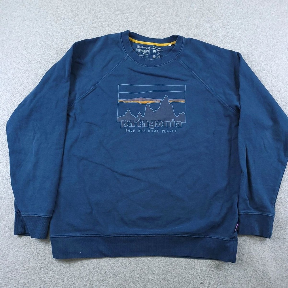 Patagonia Skyline Organic Cotton Crewneck Sweatshirt Blue Large 39650